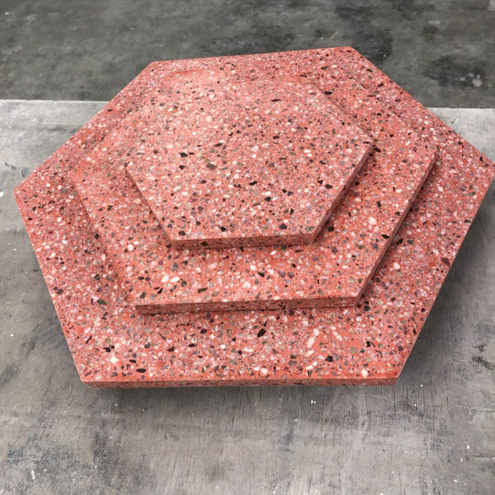 Red Hexagon Terrazzo Tiles