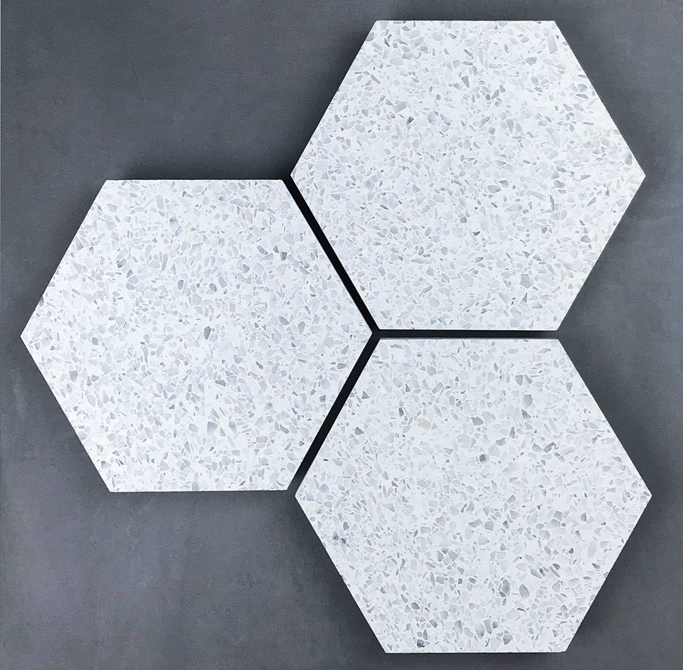 White Hexagon Terrazzo Tiles